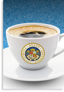 Cup of Coffee with the California State Assembly seal