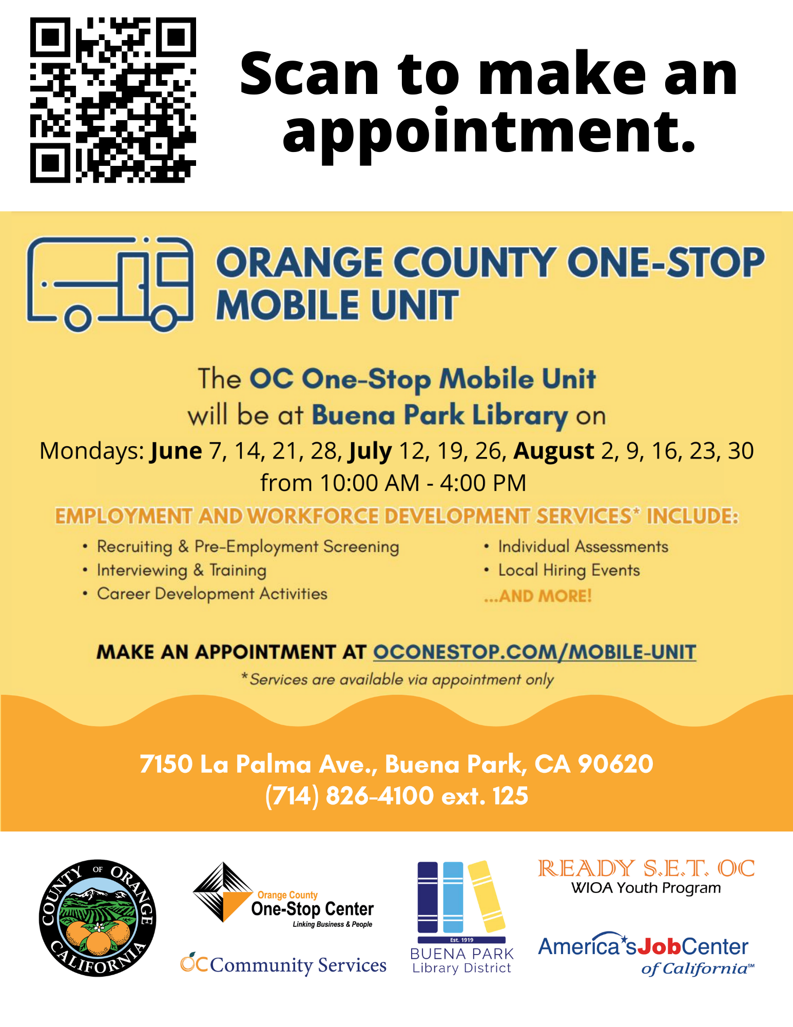Orange County Mobile Unit continues through the summer, offering workforce and employment services in the City of Buena Park.