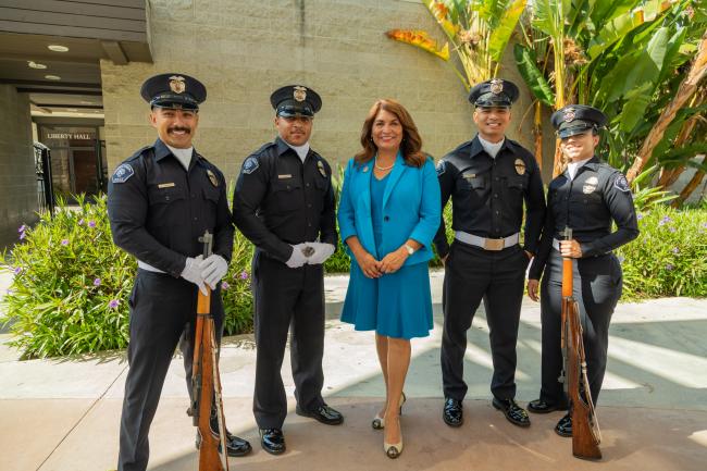 Assemblywoman Quirk-Silva with Buena Park PD color guard