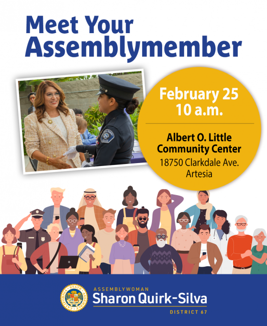 Meet Your Assemblymember, February 25th at 10:00 am, 18750 Clarkdale Avenue, Artesia, CA