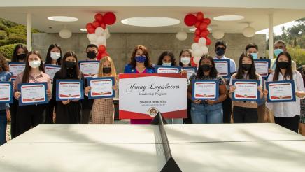 Assemblywoman Quirk-Silva stands with her graduates from her YL Program