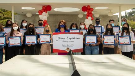 Assemblywoman Quirk-Silva stands with her graduates from her YL Program