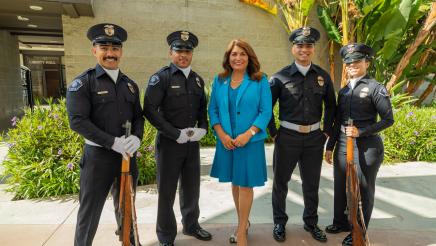 Assemblywoman Quirk-Silva with Buena Park PD color guard
