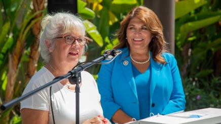 Soroptimists receives their award from Assemblywoman Quirk-Silva