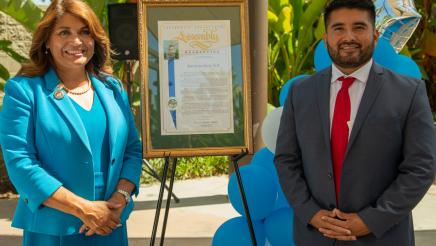 Assemblywoman Quirk-Silva presents Resolution to Veteran of the Year, Dr. Juan Garcia